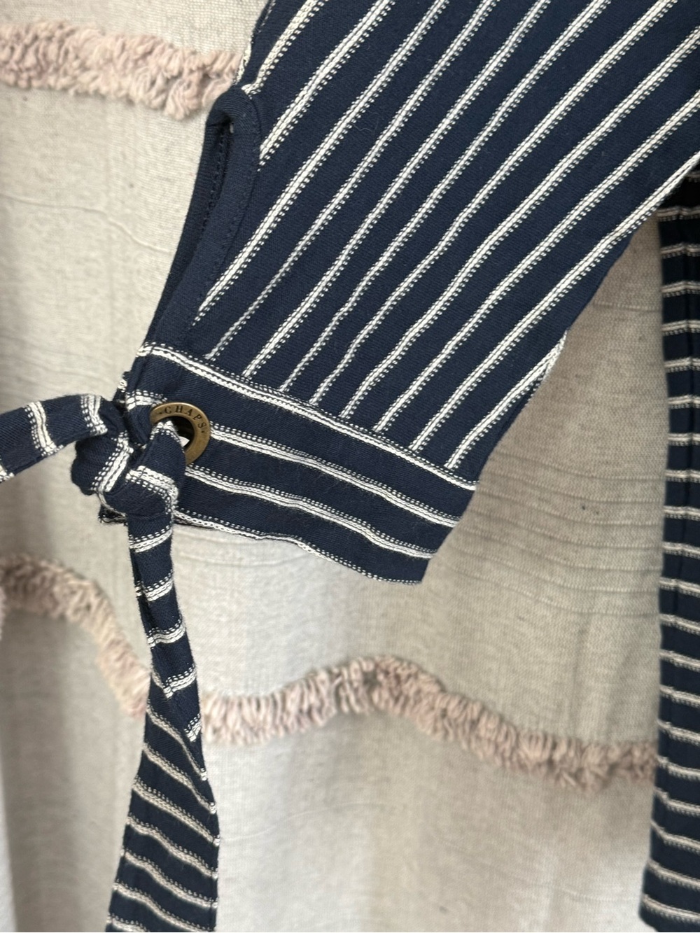 Chaps Woman's Striped 3/4 Sleeve Boat Neck Navy Top, Coastal, Summer SIZE XL - Picture 7 of 8